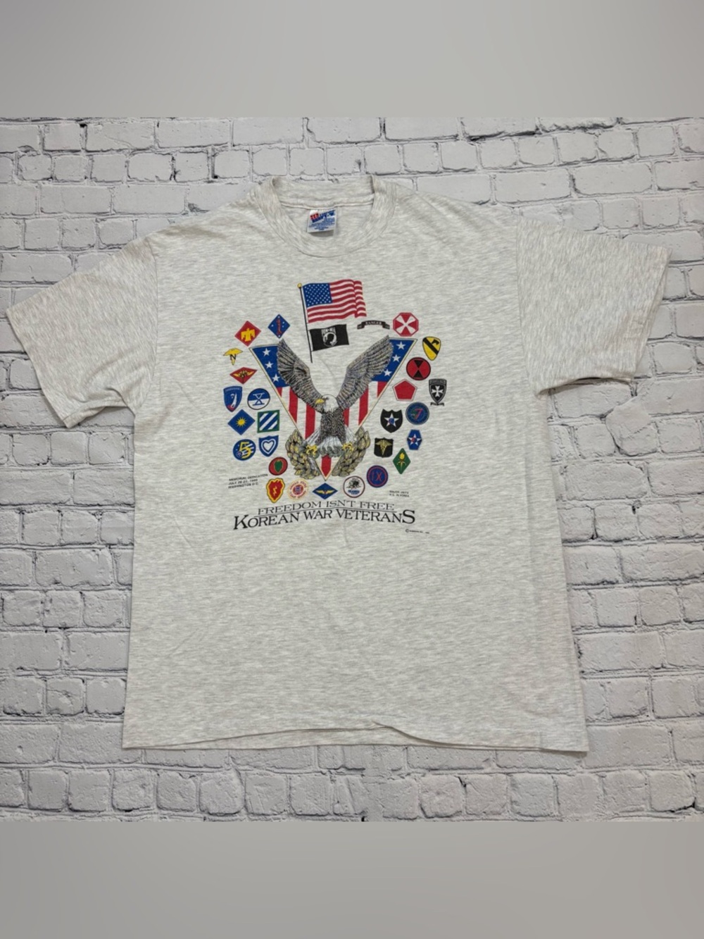 Vtg 90s Korean War Veterans Memorial Dedication Shirt Size Large Warriors Inc